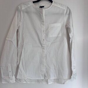 Collarless button-down blouse